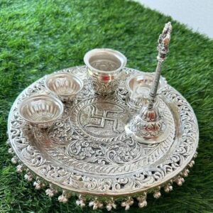 Traditional Silver Pooja Plate