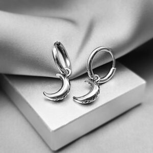 Noor Crescent Silver Earrings