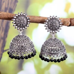 Meera Classic Silver Jhumkas