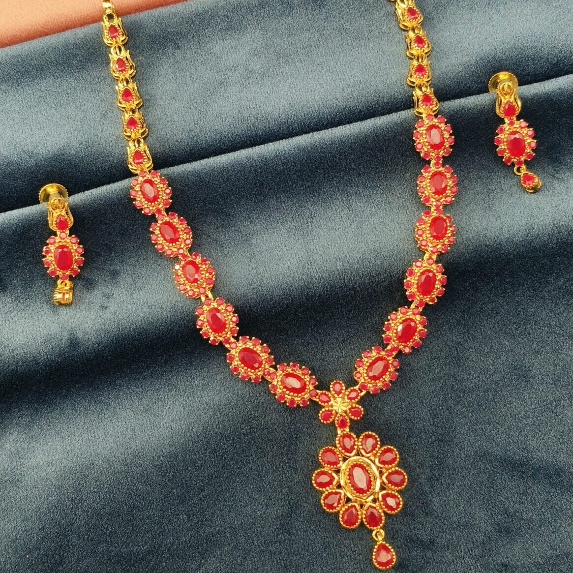 Ruby Emerald Long Necklace