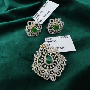 CZ PENDENT AND EARRINGS