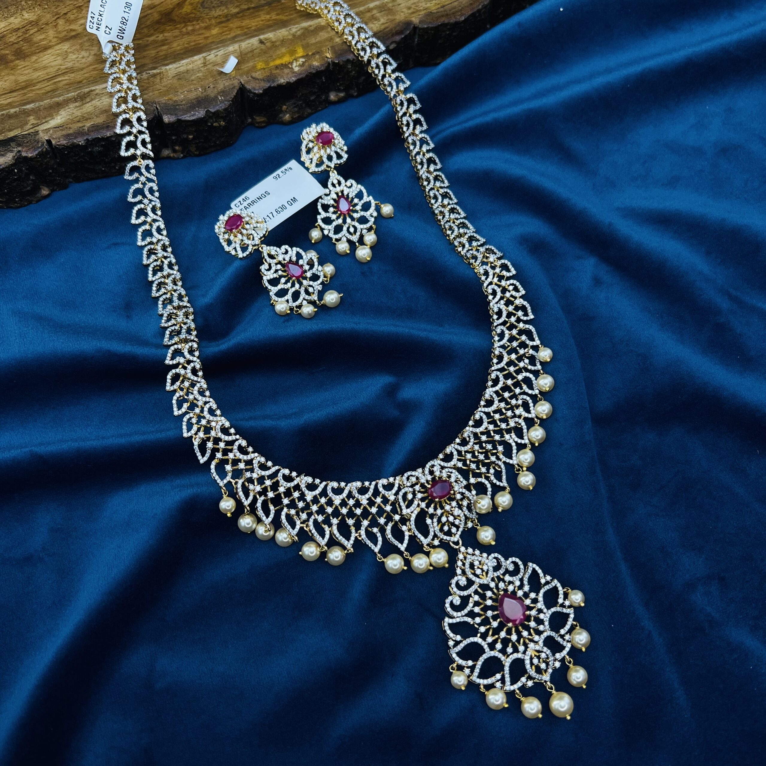 CZ NECKLACE WITH EARRING