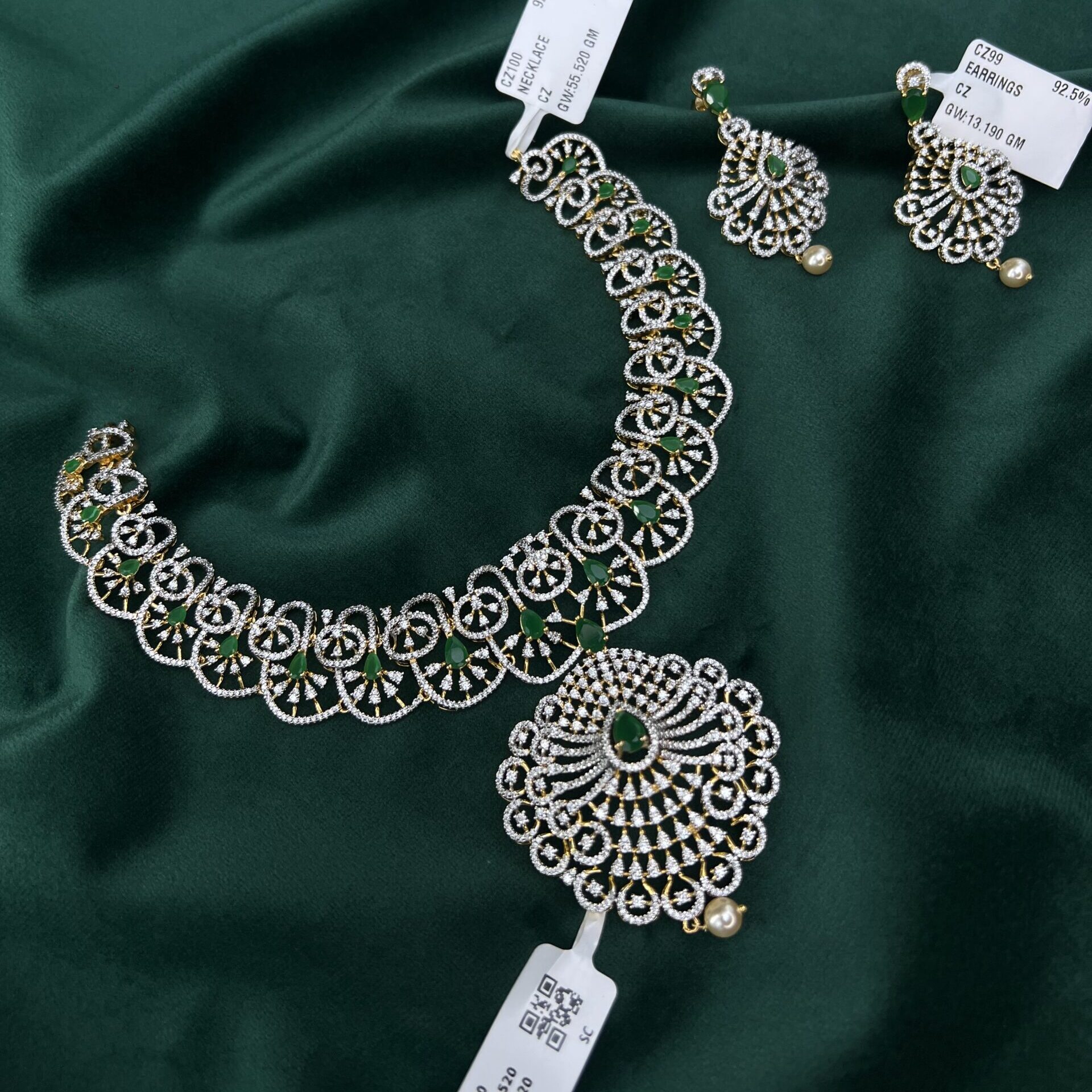 CZ NECKLACE WITH EARRING